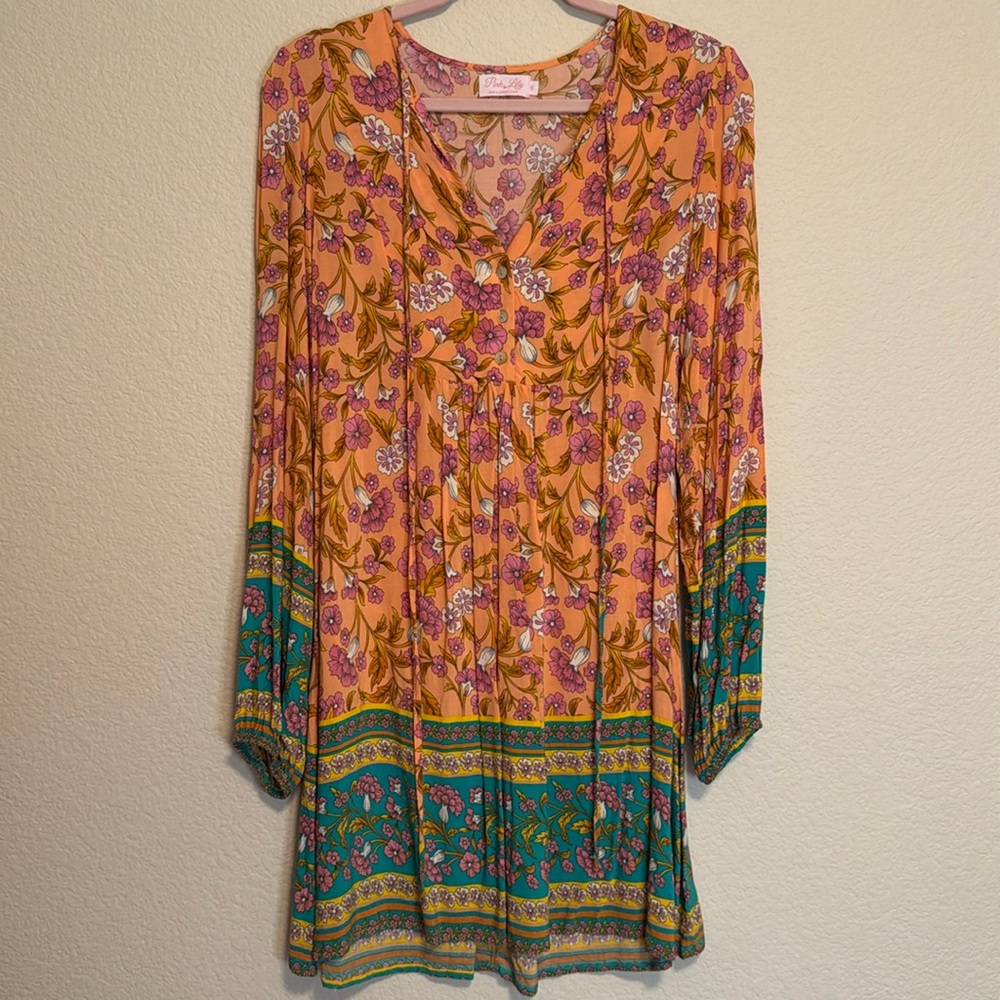 #69 Pink Lily Floral Dress NWOT